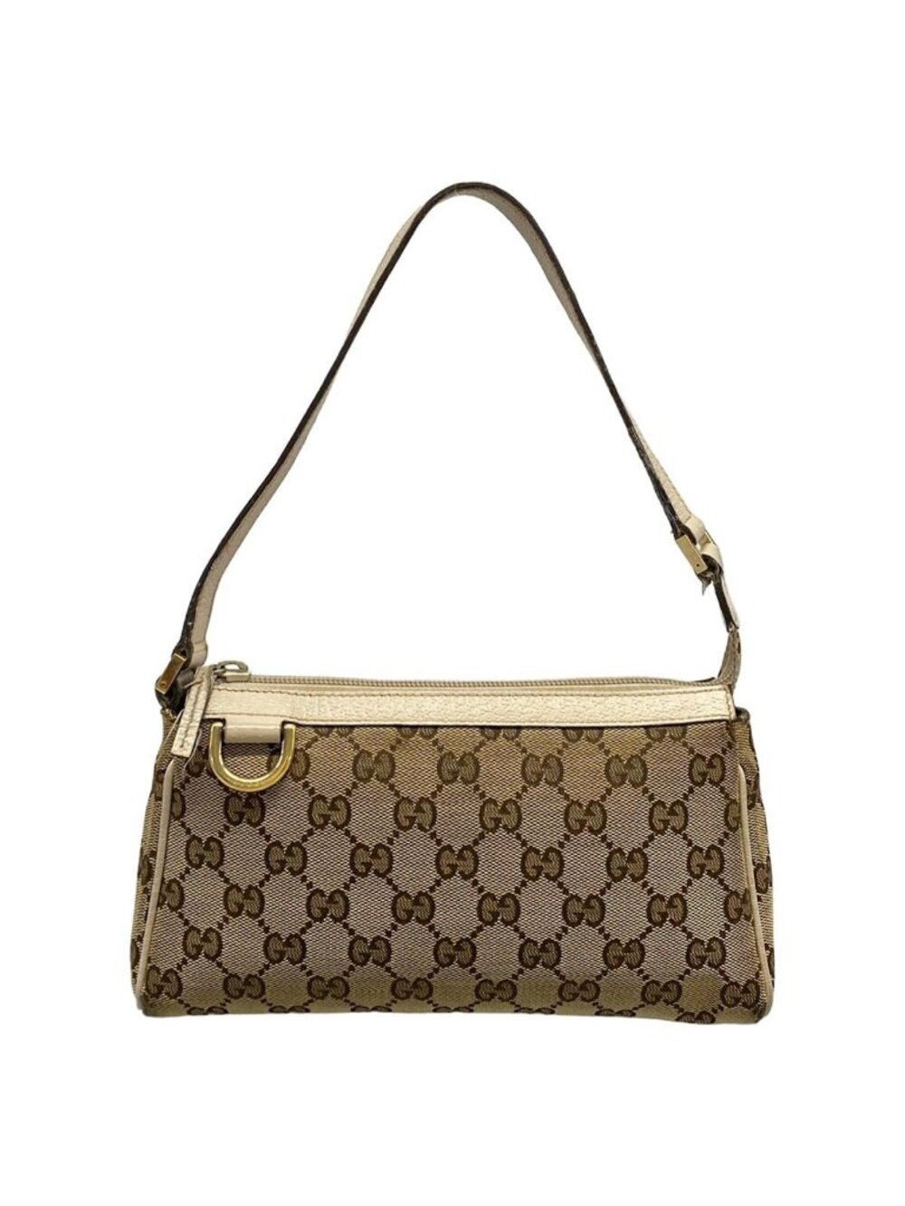 Gucci Handbag Abbey GG Pattern Gold Dark Brown Leather